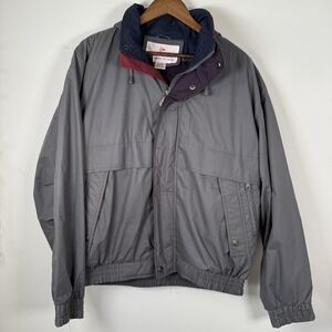 Vintage Dunlop Casual Jacket Gray Hidden Hood Large Men's